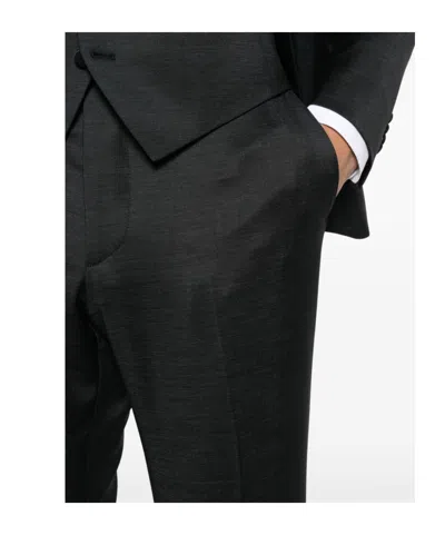Tagliatore Single-breasted Wool Blend Suit With Satin Lapels