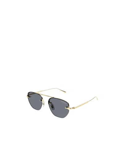 Montblanc Mb0404s Linea Nib 001 Gold Grey Sunglasses