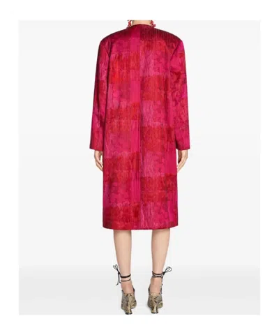 Dries Van Noten Womens Fuchsia Abstract Two-welt-pockets Stretch-cotton Blend Coat