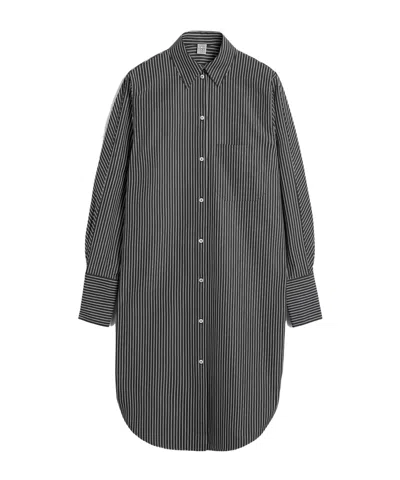 Totême Toteme Women Striped Kimono-sleeve Shirtdress In Gray