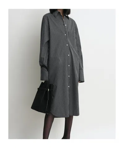 Totême Toteme Women Striped Kimono-sleeve Shirtdress In Gray