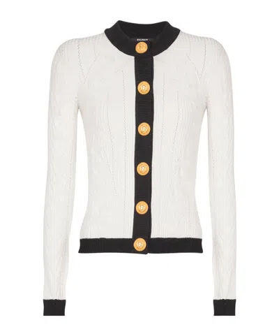 Balmain Two-tone Cardigan In Gray
