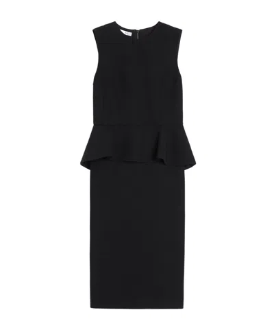 Max Mara Fitted Knee-length Dress Featuring Peplum Detail In Black