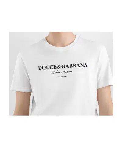 Dolce & Gabbana White Flock Print T-shirt In White
