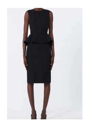 Max Mara Fitted Knee-length Dress Featuring Peplum Detail In Black
