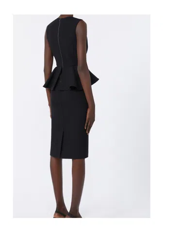 Max Mara Fitted Knee-length Dress Featuring Peplum Detail In Black