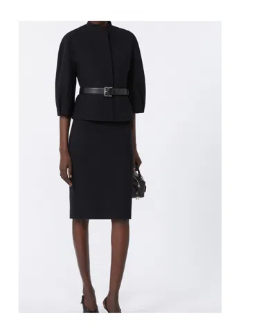 Max Mara Fitted Knee-length Dress Featuring Peplum Detail In Black