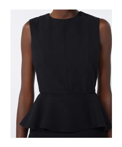 Max Mara Fitted Knee-length Dress Featuring Peplum Detail In Black
