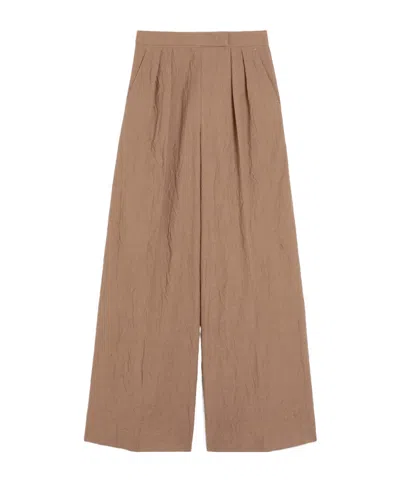 Max Mara Wide Beige Wool Trousers