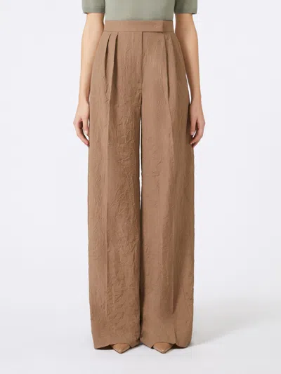 Max Mara Wide Beige Wool Trousers