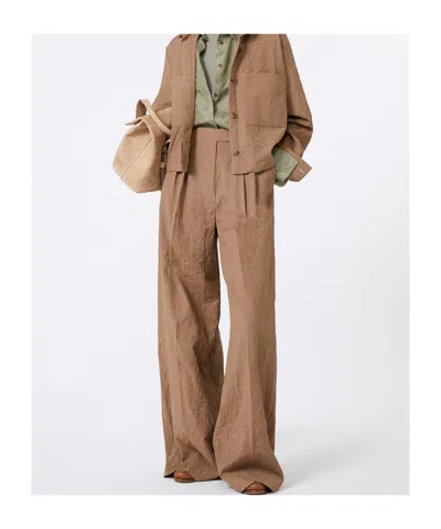 Max Mara Wide Beige Wool Trousers