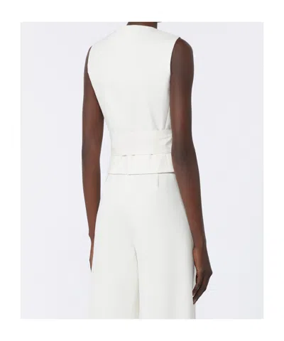Max Mara Sleeveless V-neck Vest Tie Detail In White