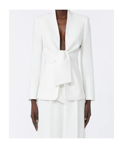 Max Mara Waist Defining Tailored Jacket Tie In White