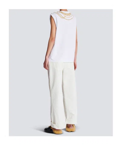 Balmain Chain Print Sleeveless Crew Neck Top