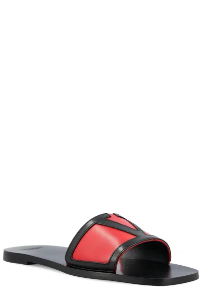 Valentino Superstar Square Toe Sandals In Red