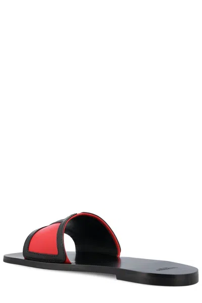 Valentino Superstar Square Toe Sandals In Red