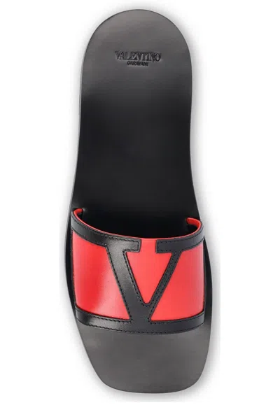 Valentino Superstar Square Toe Sandals In Red