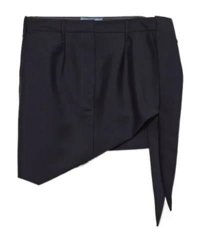 Prada Minigonna In Misto Mohair Blu Notte  Donna