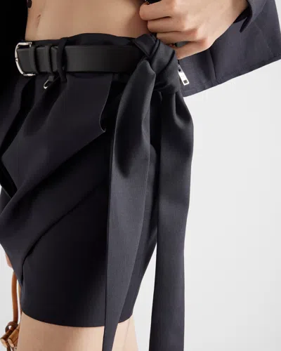 Prada Minigonna In Misto Mohair Blu Notte  Donna