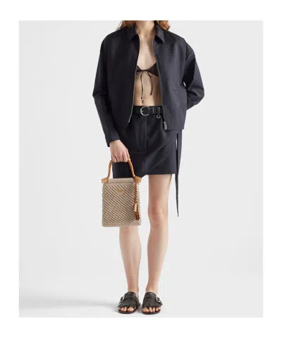Prada Minigonna In Misto Mohair Blu Notte  Donna