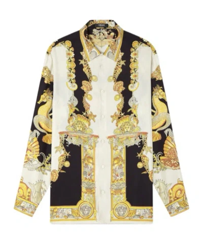 Versace Coral Theatre Print Bowling Shirt In Multi
