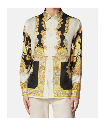 Versace Coral Theatre Print Bowling Shirt In Multi