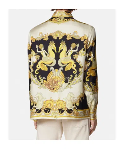 Versace Coral Theatre Print Bowling Shirt In Multi