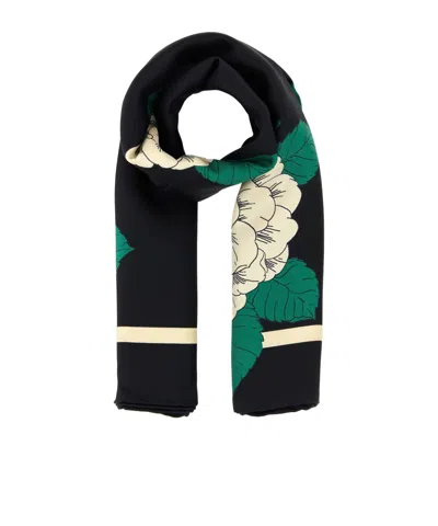 Valentino Garavani Floral Print Silk Foulard Rectangular Shape In Neutral