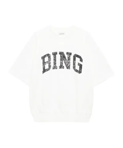 Anine Bing Short-sleeve Pullover In Soft French Terry In White