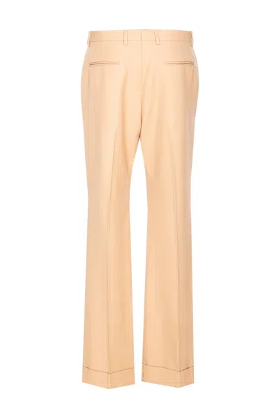 Valentino Camel Trousers With Side Pockets And Cuffs In Brown