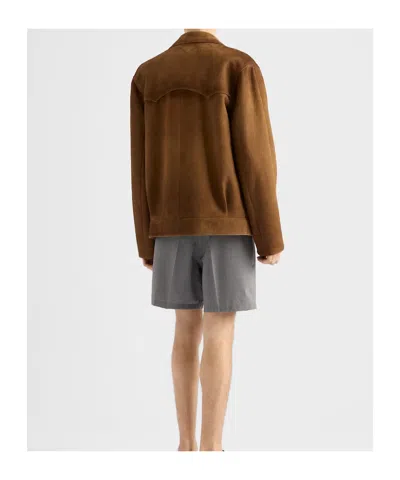 Prada Button-up Brown Coat With Structured Collar