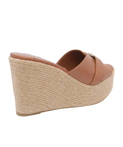 Jimmy Choo Leather Espadrille Sole Wedges With Wedge Heel In Neutral