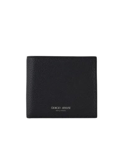 Giorgio Armani Grained-textured Leather Wallet In Black