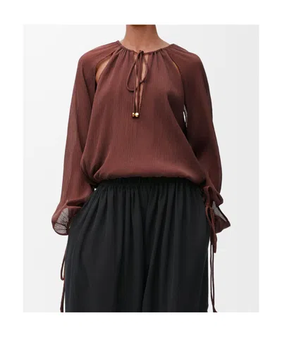 Loewe Brown Solid Round Neck Top