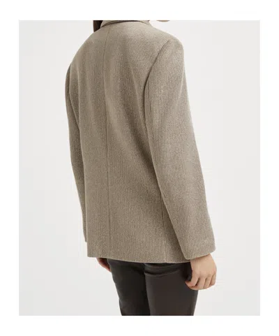 Brunello Cucinelli Sparkling Ribbed Lurex Jacket With Peaked Lapels