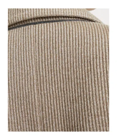 Brunello Cucinelli Sparkling Ribbed Lurex Jacket With Peaked Lapels