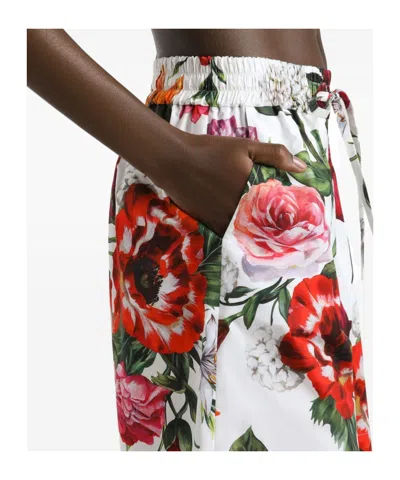 Dolce & Gabbana Cotton Shorts With Floral Print Dolce E Gabbana In Red