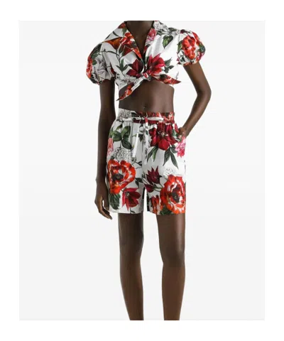 Dolce & Gabbana Cotton Crop Shirt With Flower Print Dolce E Gabbana