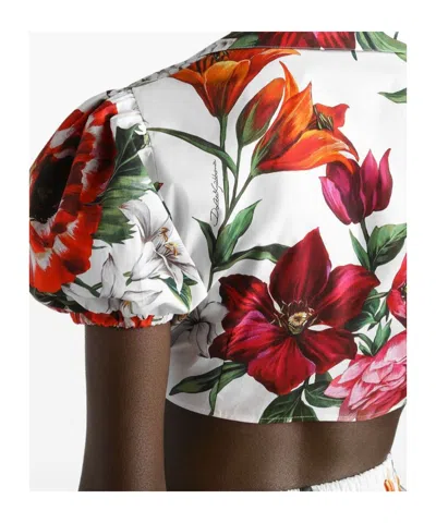 Dolce & Gabbana Cotton Crop Shirt With Flower Print Dolce E Gabbana