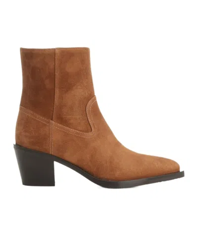 Stuart Weitzman Suede Block Heel Ankle Boots In Multi