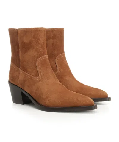 Stuart Weitzman Suede Block Heel Ankle Boots In Multi