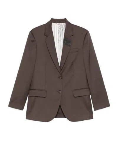 Brunello Cucinelli Single-breasted Brown Blazer