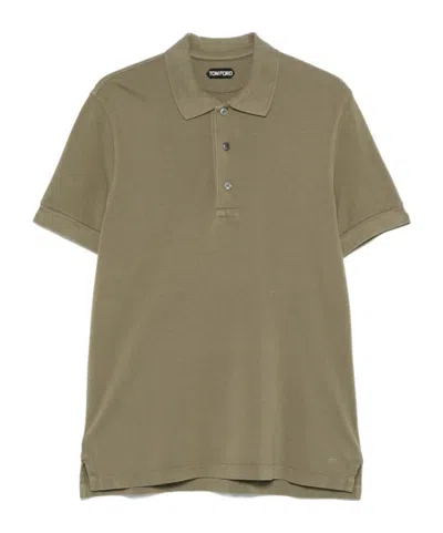 Tom Ford Classic Pique Polo With Tailored Fit In Green