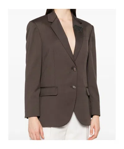 Brunello Cucinelli Single-breasted Brown Blazer