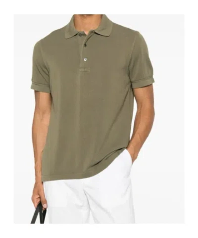 Tom Ford Classic Pique Polo With Tailored Fit In Green