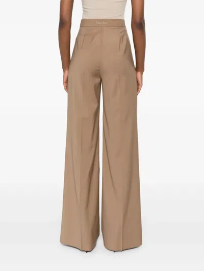 Max Mara Wide Beige Wool Trousers