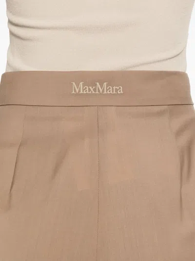 Max Mara Wide Beige Wool Trousers