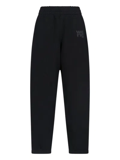 Alexander Wang Women Sweatpants With Raised Glitter Logo Detailing In Black