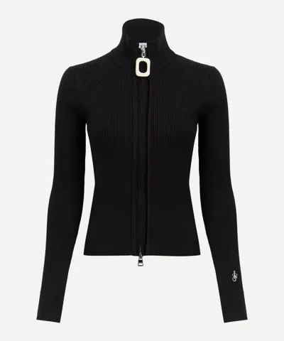 Jw Anderson J. W. Anderson Fitted Cardigan With Zipper In Black