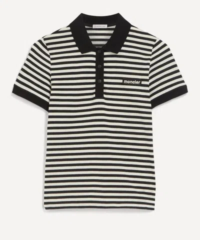 Moncler Striped Polo With Ribbed Cuffs In Multicolor